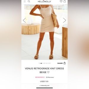 Hello Molly mini knit beige dress size 2/xs